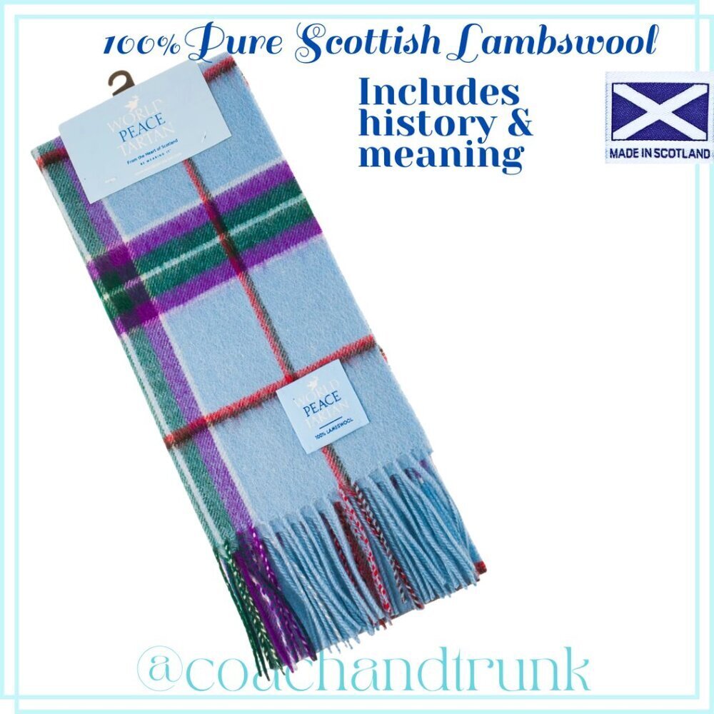 Scarf Scottish Lambswool MEANING OF WORLD PEACE TARTAN INCLUDED NWTโ